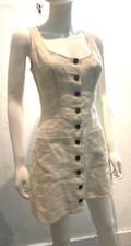 Reformation 100% Linen Mini Dress Beige Sz 2 Button XS