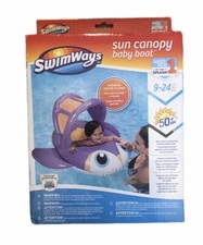 SwimWays Sun Canopy Baby Boat Pool Float Penguin 9-24 Months 50 UPF Purple NEW