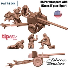 57mm AT Gun and US Paratroopers - United States Army - 28mm -  Eskice Miniature