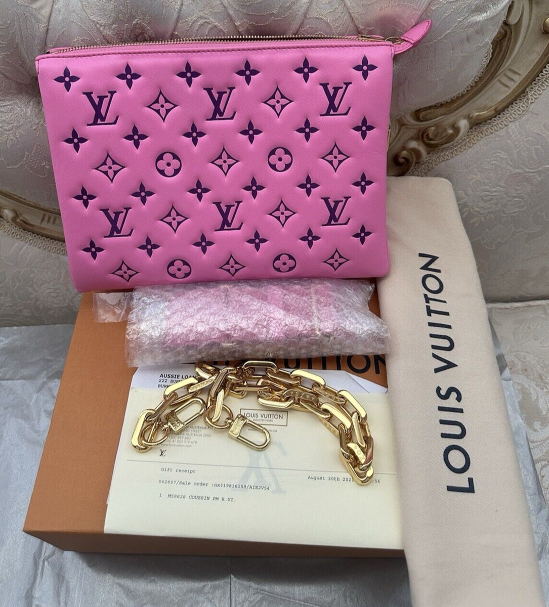 LOUIS VUITTON レザー ベルト ブラウン/ピンク Louis Vuitton Pink Diane Bandouliere Strap ○ Labellov