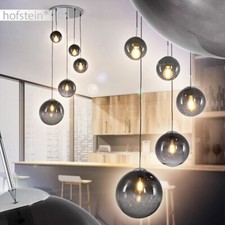 Ess Wohn Schlaf Raum Beleuchtung Glas grau Pendel Leuchte 5-flammige Hänge Lampe