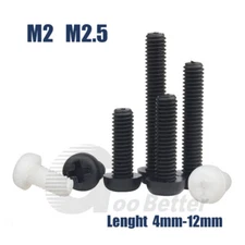 M2 M2.5 Machine Screw Phillips Round Pan Head Screw White Nylon / Black Nylon