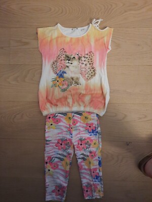 SARABANDA Gr. 110 MÄDCHEN 2Teiler Tshirt U Leggings PAILLETTEN Edel LUXUS Löwe