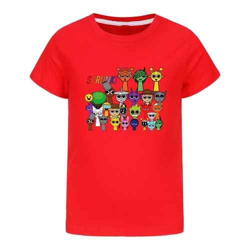Sprunki Boys and Girls T-shirt Fashion Cartoon Round Neck Pure Cotton T-shirt - Picture 19 of 24