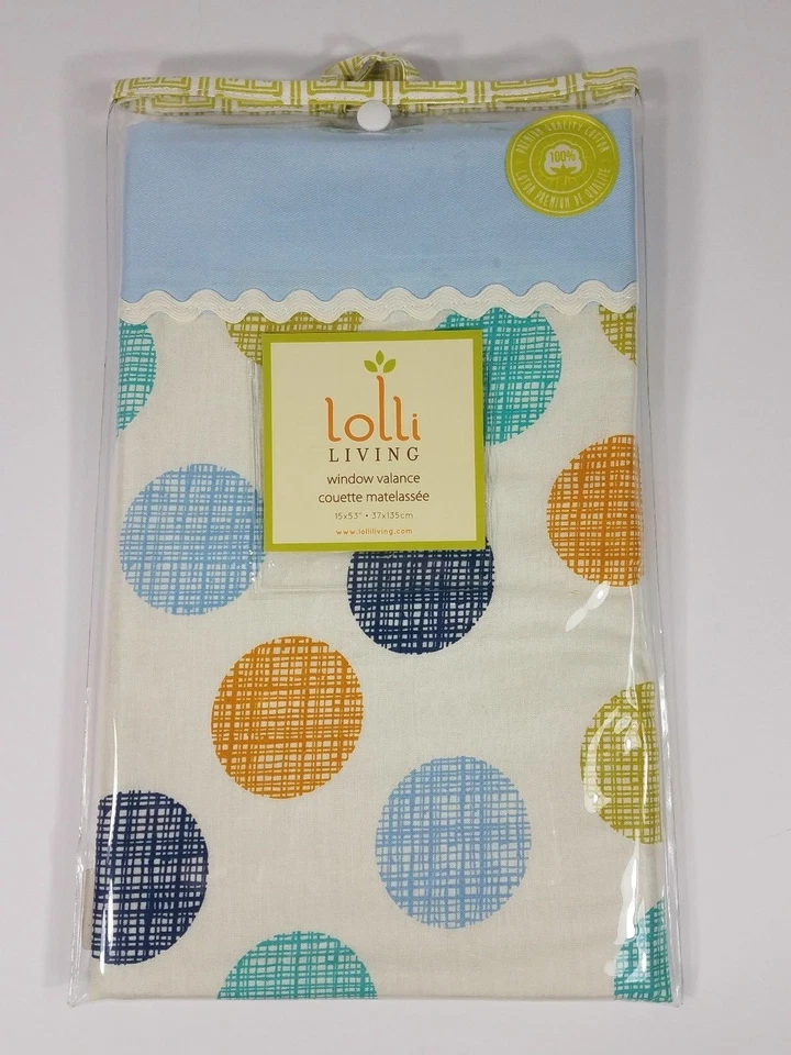 NIP Lolli Living baby bot blue orange polka dot boys window valance curtain Foto 2 de 4