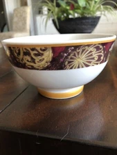 Andrea Tik ppd Rice Noodle Bowls 5.5" Ornaments Porcelain Gold Trim Set Of 2