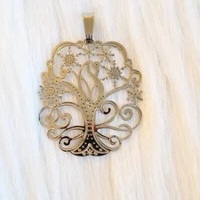Vintage Tree of Life Pendant Fairy Silver Tone Hippie Boho Swirl Textured 13734