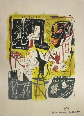 Jean Michel Basquiat (Handmade) Mixed Media Paper Painting Signed