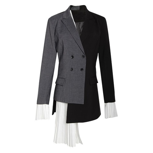 Double-breasted Blazer Coat Patchwork 