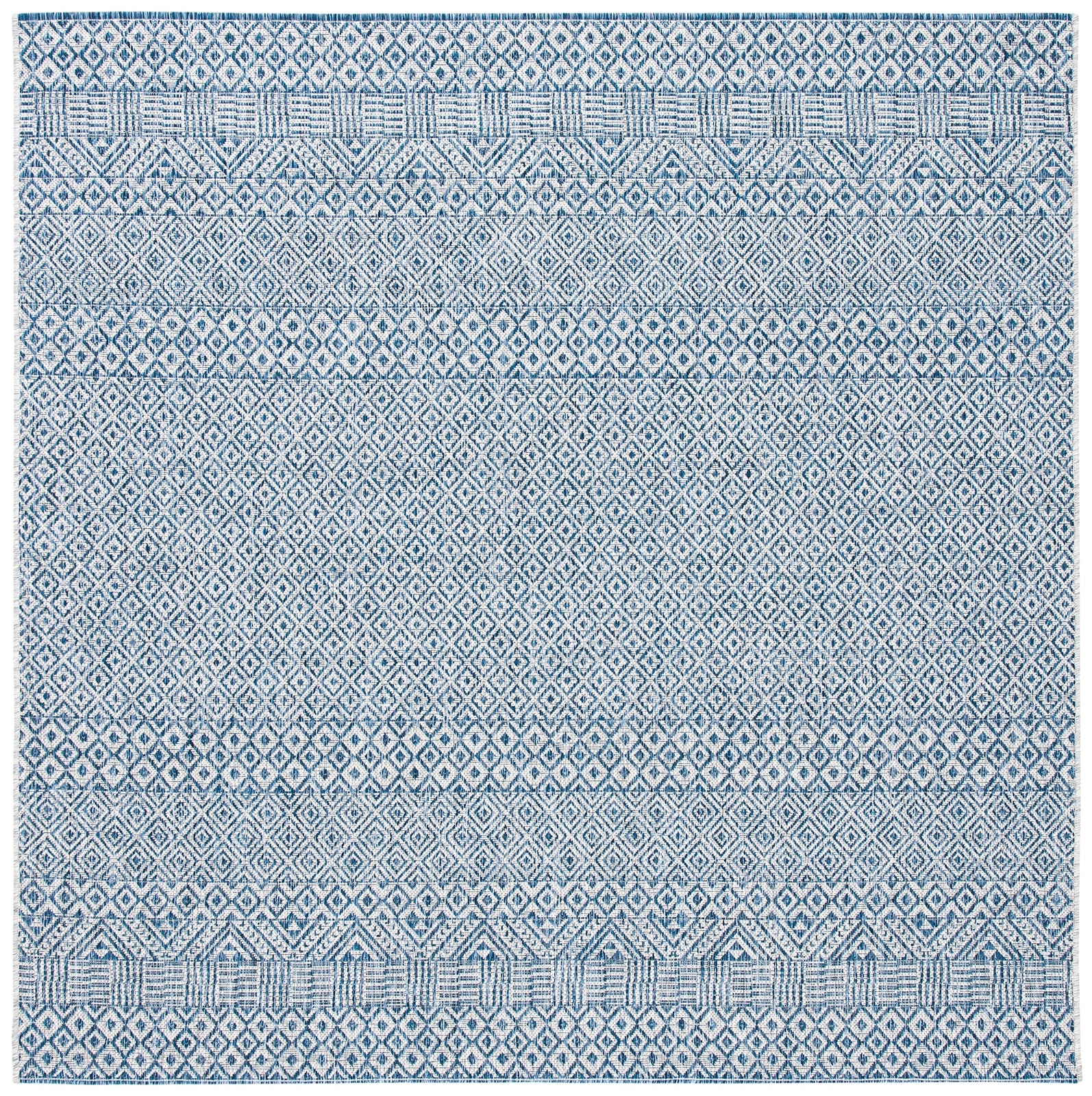 Courtyard Collection 4' Square Grey/Blue CY8235 Indoor/ Outside Waterproof Ea...