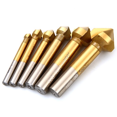 6pcs 90° 3 Flute Edge Countersink HSS 4241 Chamfering End Mill Cutter Bit BI024 - Picture 2 of 8