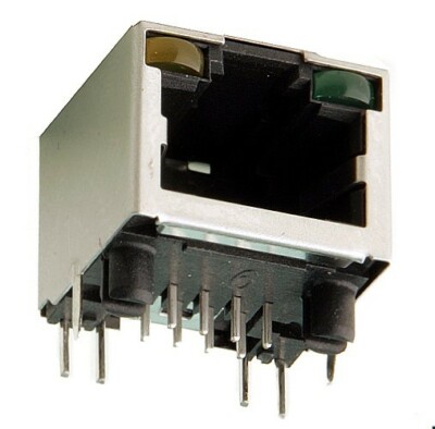 Modular Buchse RJ45 2x LED´s 8P8C, 90º geschirmt Amphenol, 1St.