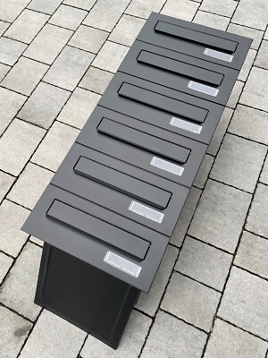 7er Einbaubriefkästen Anthrazitgrau 7-fach Mauerdurchwurf Briefkasten RAL 7016