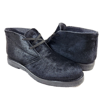 VINCE Clay Calf Hair Chukka Boots $395 Sz 9.5 Black Made In Italy Pony Hair VINCE Clay Calf Hair Chukka Boots $395 Sz 9.5 Black Made In  main image 4