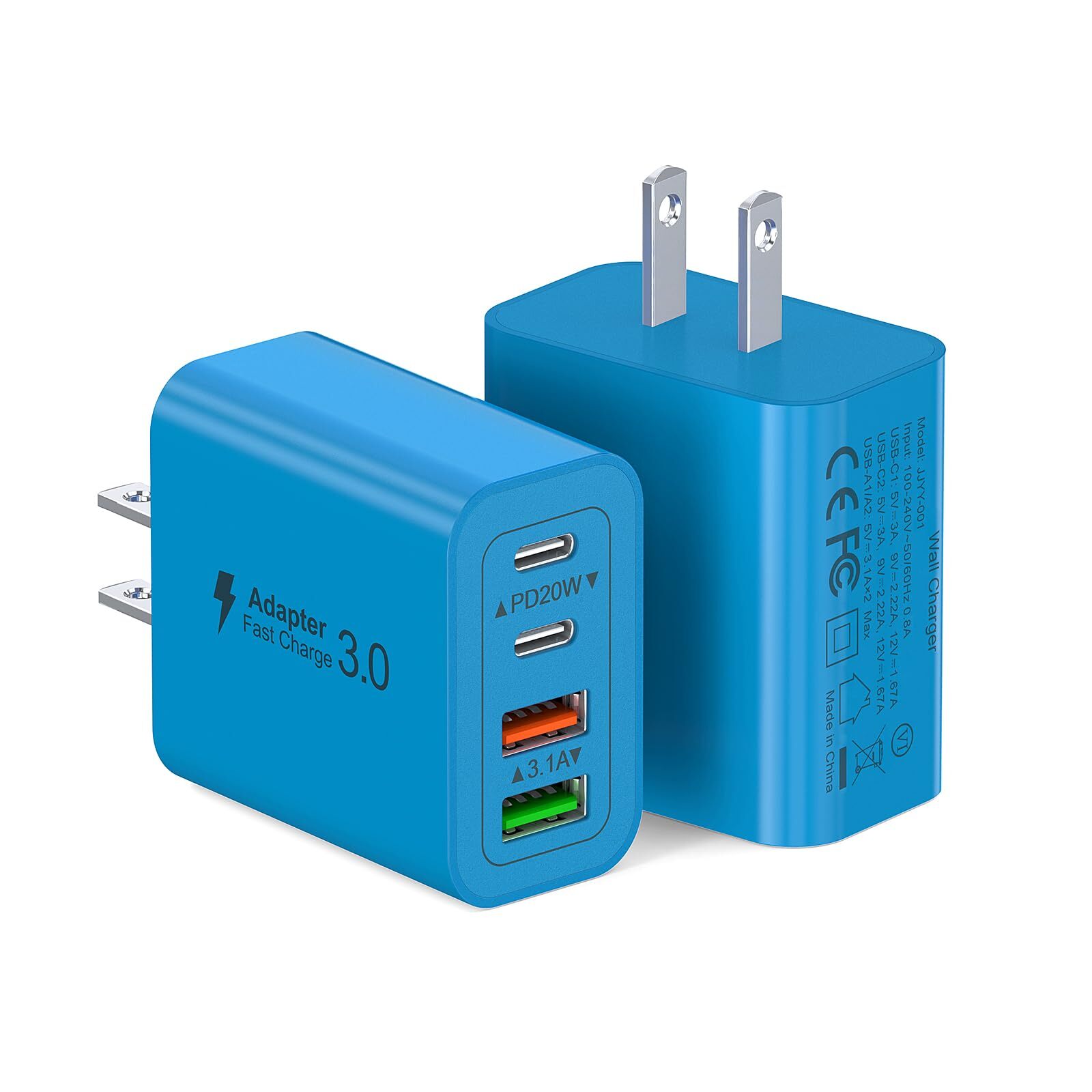 40W Dual USB C Wall Charger Block with PD QC 3.0 Fast Charging 2-Pack