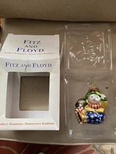 FITZ AND FLOYD LITTLE SNOW BOY FALLING ORNAMENT CANDY CANES