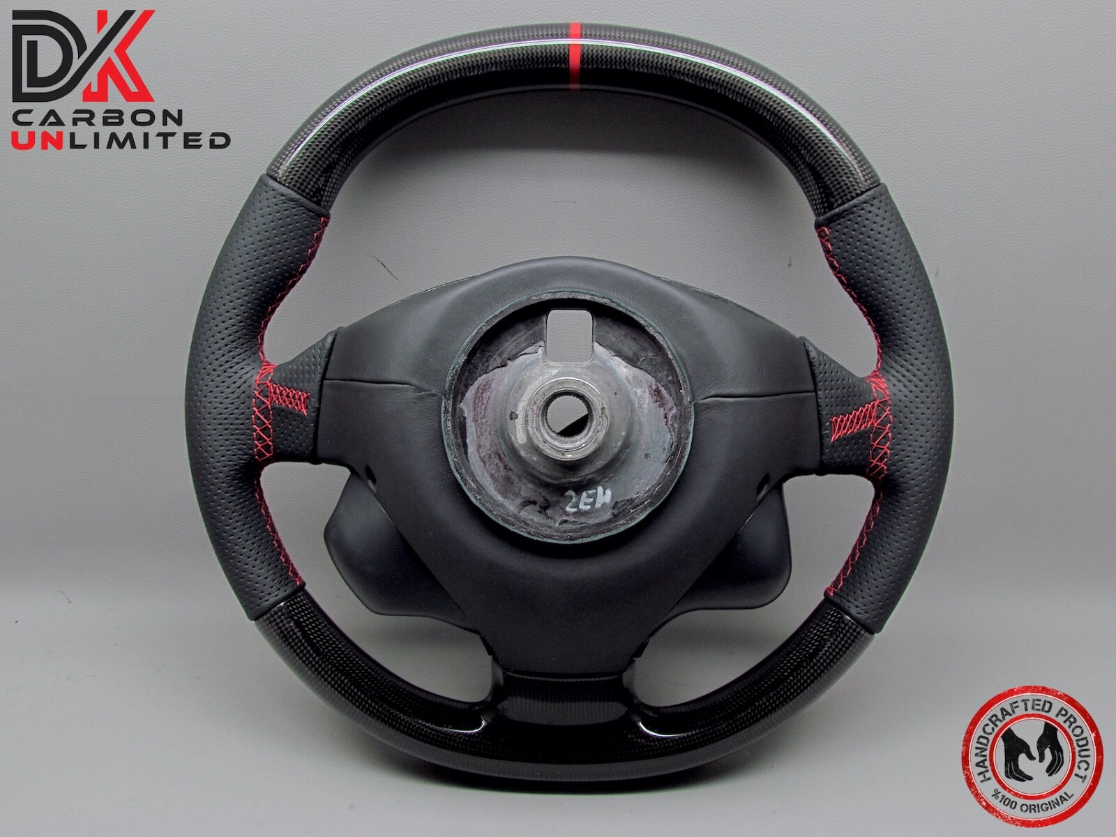Ferrari F430 Spider Coupe Red Ring Stitch Perforated Thick Carbon Steering Wheel