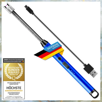 GOODS+GADGETS Stabfeuerzeug Elektrisch Feuerzeug USB aufladbar Lichtbogen-Feuer 360° flexibel