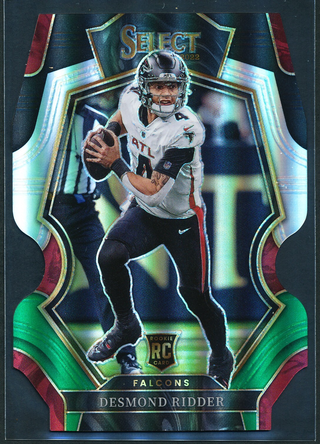 Desmond Ridder 2022 Panini Select Premier Black & Green Die-Cut Prizm Rookie RC