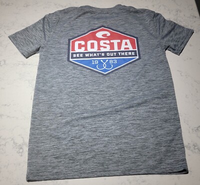 Costa Del Mar Fishing Logo Symbol Men's Gray T-Shirt Size S