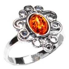 2.5g Authentic Baltic Amber 925 Sterling Silver Ring Jewelry N-A7448 s.6.5