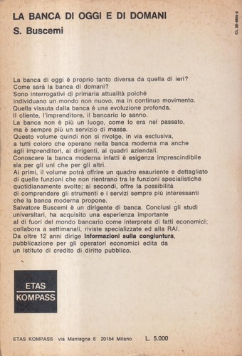 La Banca Di Oggi E Di Domani - Buscemi - Etas Kompass - 1° edizione - Management - Bild 2 von 2