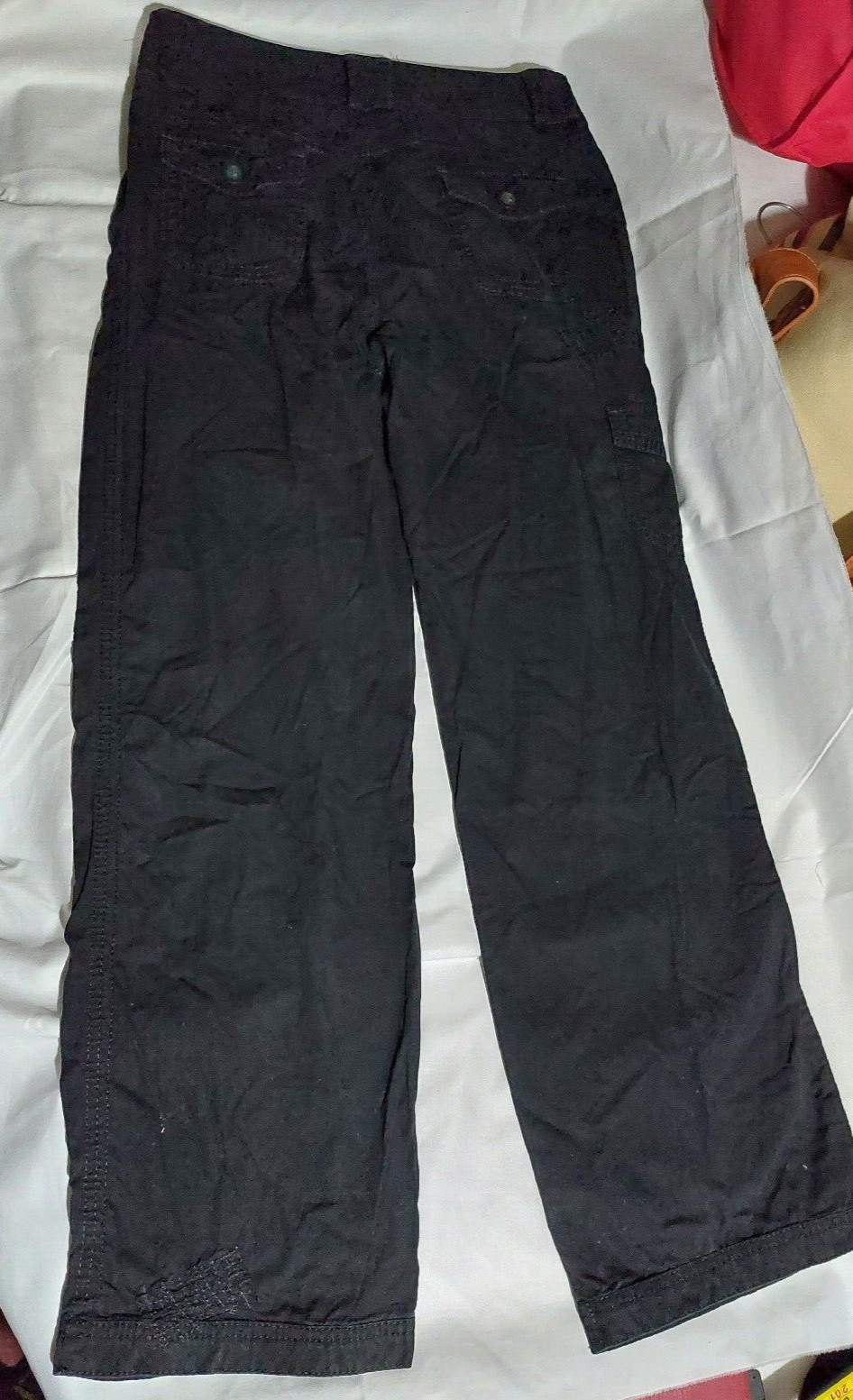 M&S black faux patch cotton boho cargo combat utility pants trousers size 12 image 2