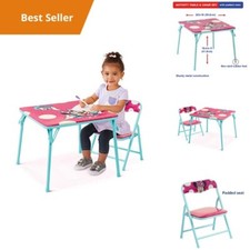 Disney Minnie Mouse Kids Folding Table and Chair Set, Toddler Activity Play Tabl