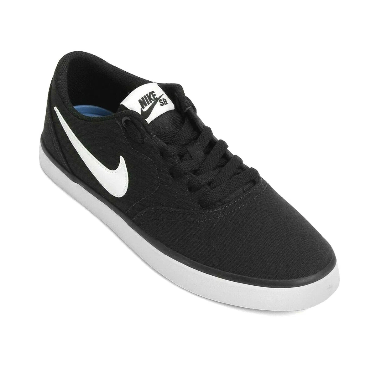 Convocar Obediente proteger Nike SB Check Canvas GS Black White Kids Skateboard Shoes 905373 003 | eBay