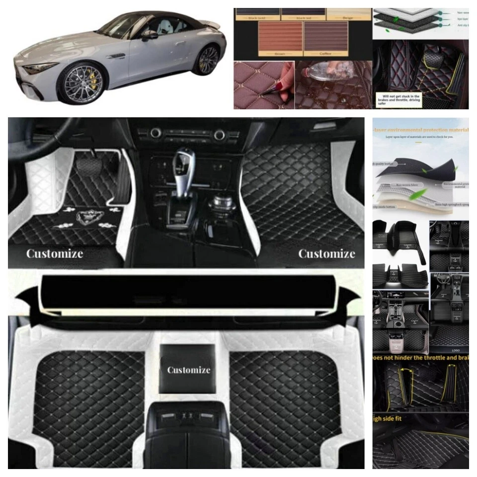 Fit For Mercedes Benz 2022 SL63 AMG Car Floor Mats Leather Luxury Carpets Liners - Image 4 of 4
