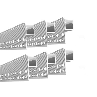 6-Pack 6.6FT Plaster-in Ceiling LED Channel Trimless Recessed Drywall Aluminum