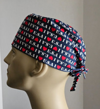 Scrub Hat/Skull Cap Mens - Patriotic Print