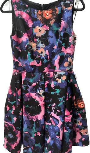 New Taylor Dresses Floral Print Scuba Fit & Flare multi colors 6 Midi sleeveless