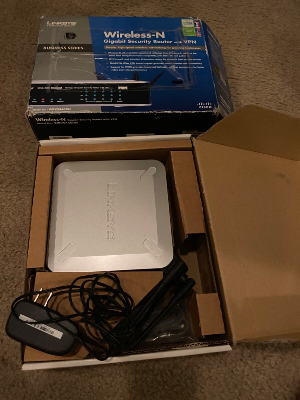 CISCO LINKSYS Wireless N 4-Port Gigabit VPN Router WRVS4400N V2, no ...