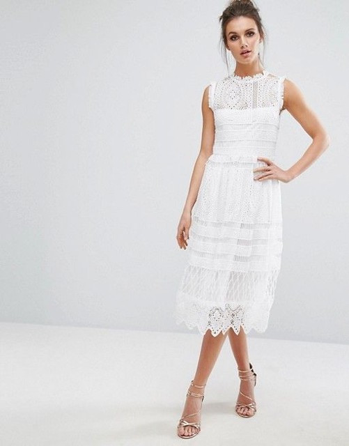 lace panelled open back midi dress