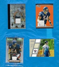 BRIAN URLACHER 4 CARD GAME USED LOT STADIUM CLUB ROOKIE PROGRESSION R&S BEARS !