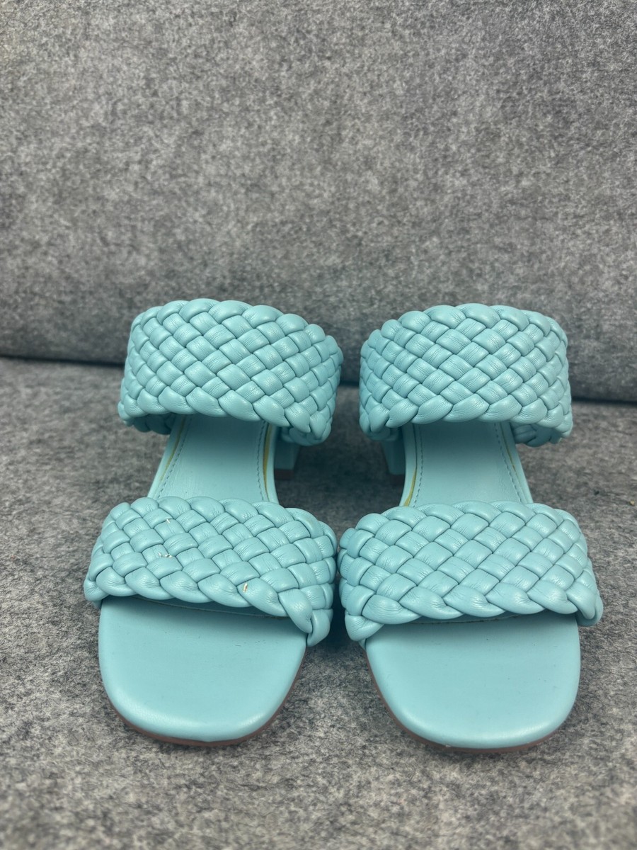 Steve Madden Daphnee Braided Sandal Women's 7M Blue Block Heel