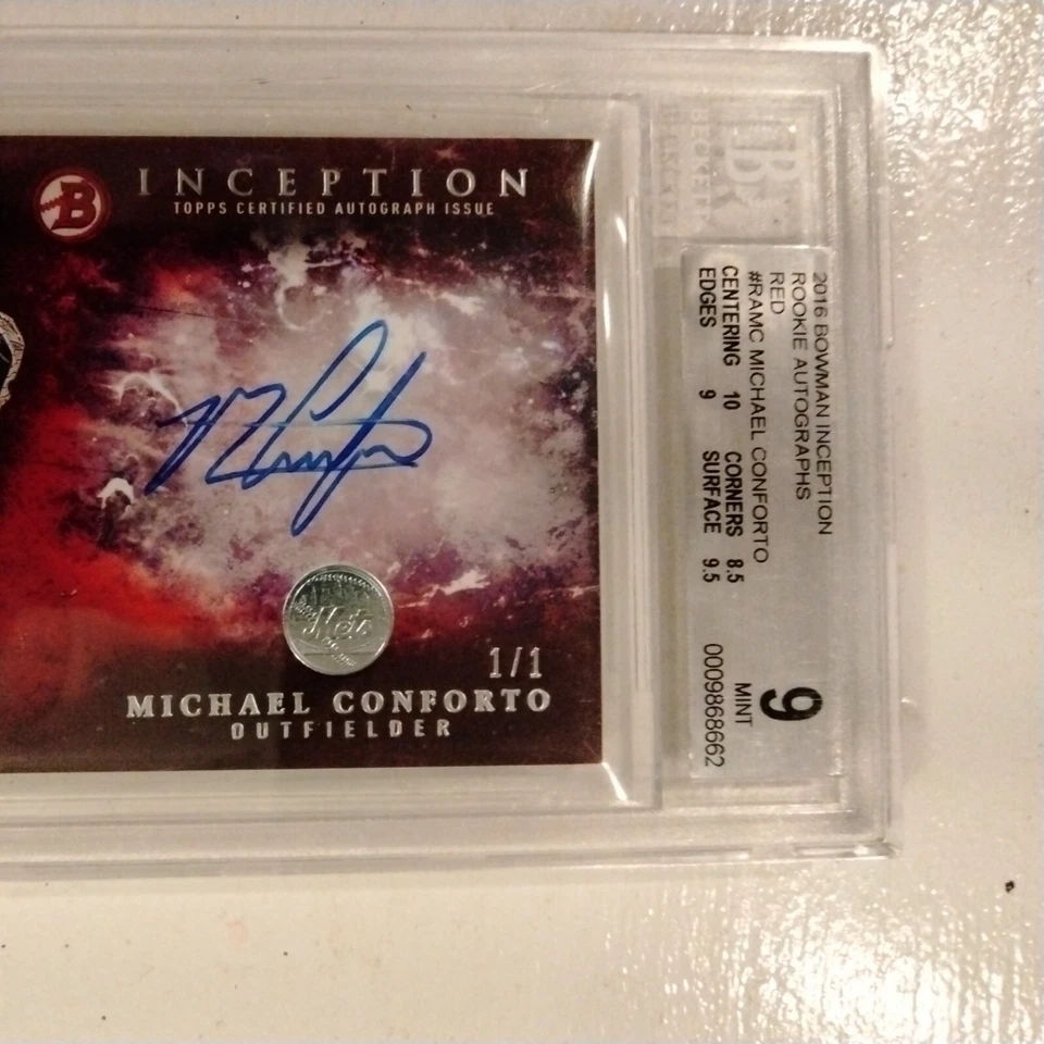Майкл Конфорто подписанный дебютант 2016 Bowman Inception ОДИН ИЗ ОДНОГО! - Изображение 3 из 4
