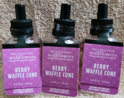 *Three*Bath & Body Works BERRY WAFFLE CONE Wallflower Refill Bulbs 0.8 FL Oz Ea