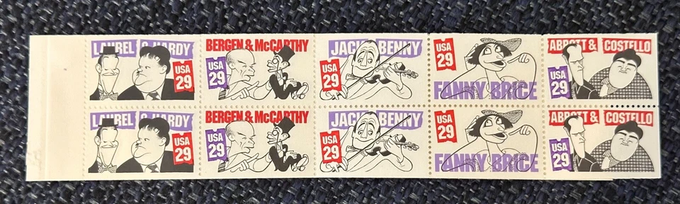 U.S. BOOKLET OF 20 SCOTT #BK191 1991 29c COMEDIANS BY HIRSCHFELD MINT P#2 - Image 2 of 3