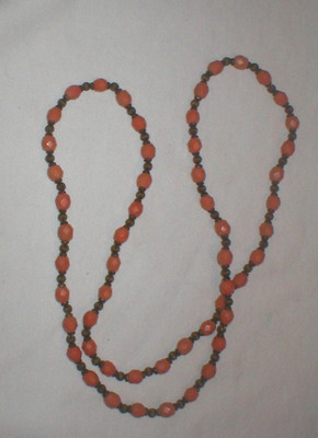Vintage 594ms Orange Glas & Gold Perlen 38 '' Halskette Gc