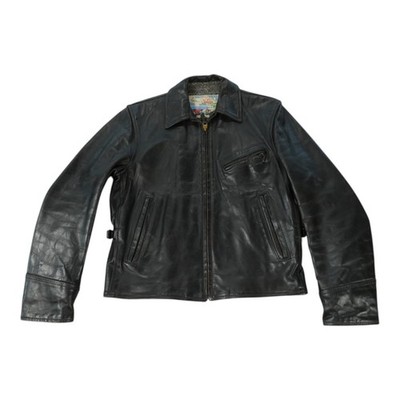 Aero Leather Highwayman Jacket Mens Sz 38 Black Horsehide Leather Motorcycle