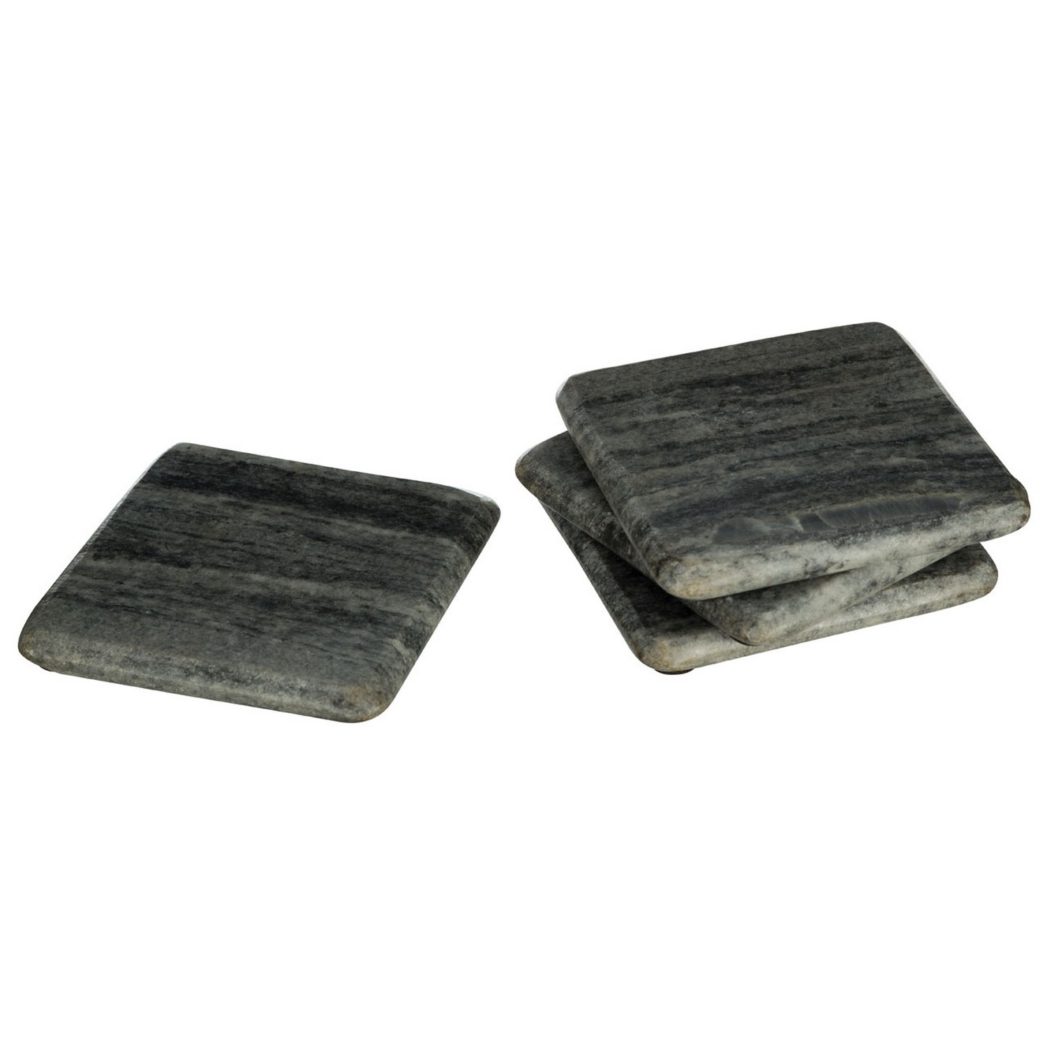 Set of 4 Grey Square Marble Coasters Cups Mug Mats Dinnerware Worktop Saver Mat