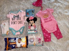 Disney Baby Minnie Mouse Swiggles Outfit 0-3 Months Plush Rattle Ariel Lot NEW