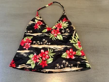 black floral CATALINA swimsuit top tankini size large