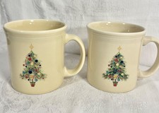 Fiesta ~ Fiestaware ~ Pair of two ~ Ivory Christmas Tree Mugs ~ 1st. Quality ~