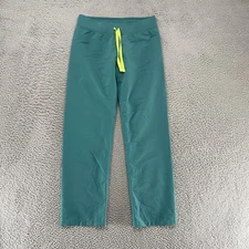 Figs Livingston Scrub Pants Womens XS Petite Teal Drawstring Stretch Straight