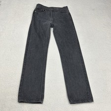 Vtg 90s Levis 501 Black Denim Straight Leg Jeans 33x34 Actual 30x31 Made In USA