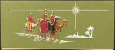 Vtg Christmas Greeting Card Beautiful Religious Scene Wisemen Travel Visit Jesus