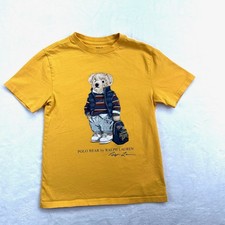 Polo Ralph Lauren Boys Yellow Polo Bear Graphic T-Shirt Size S 8 Short Sleeve